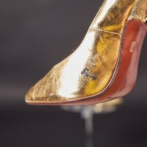 1980s Gold Glam Rock Stiletto Bondage Heels Shoes